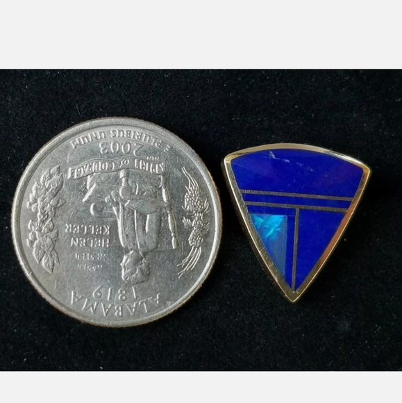 Earrings 14k Gold Opal Lapis Ray Tracey. - Picture 4 of 12